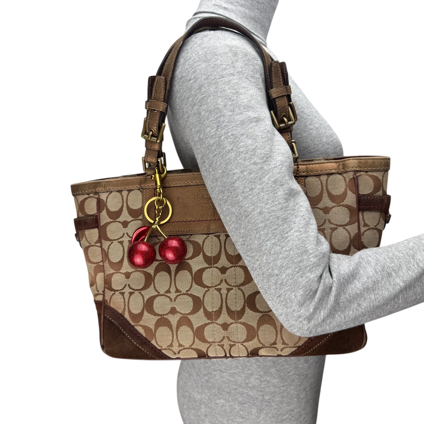 COACH SIGNATURE SUEDE BAG BRONZE