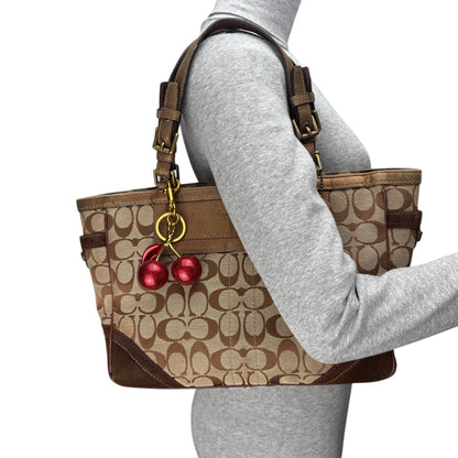 COACH SIGNATURE SUEDE BAG BRONZE
