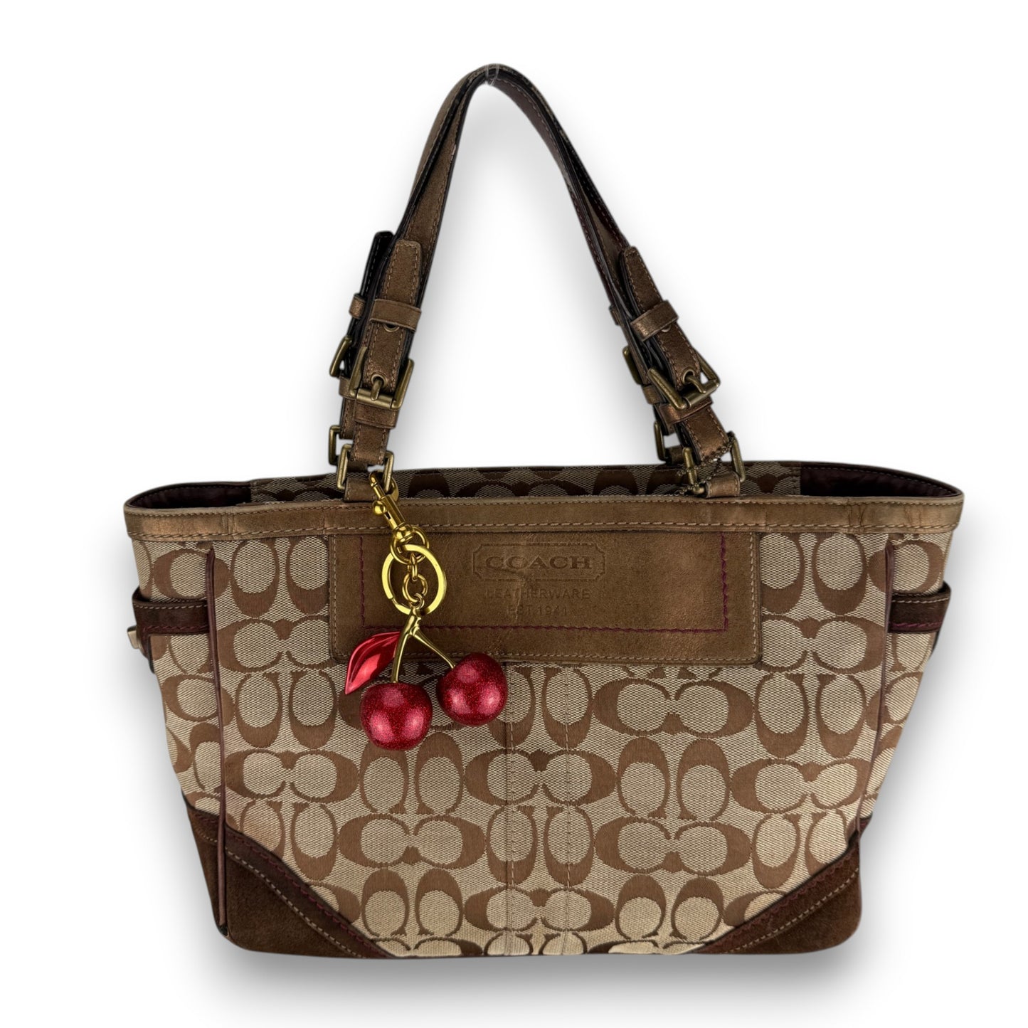 COACH SIGNATURE SUEDE BAG BRONZE