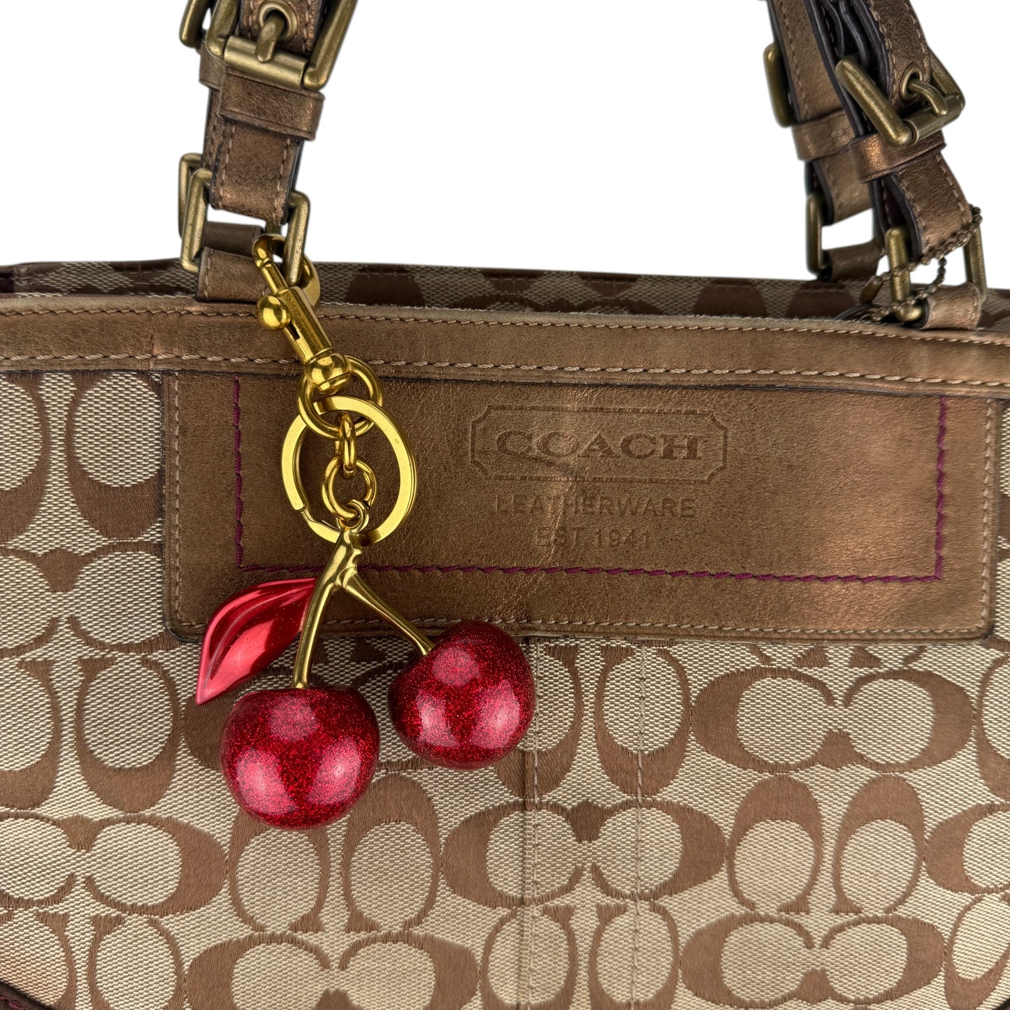 COACH SIGNATURE SUEDE BAG BRONZE