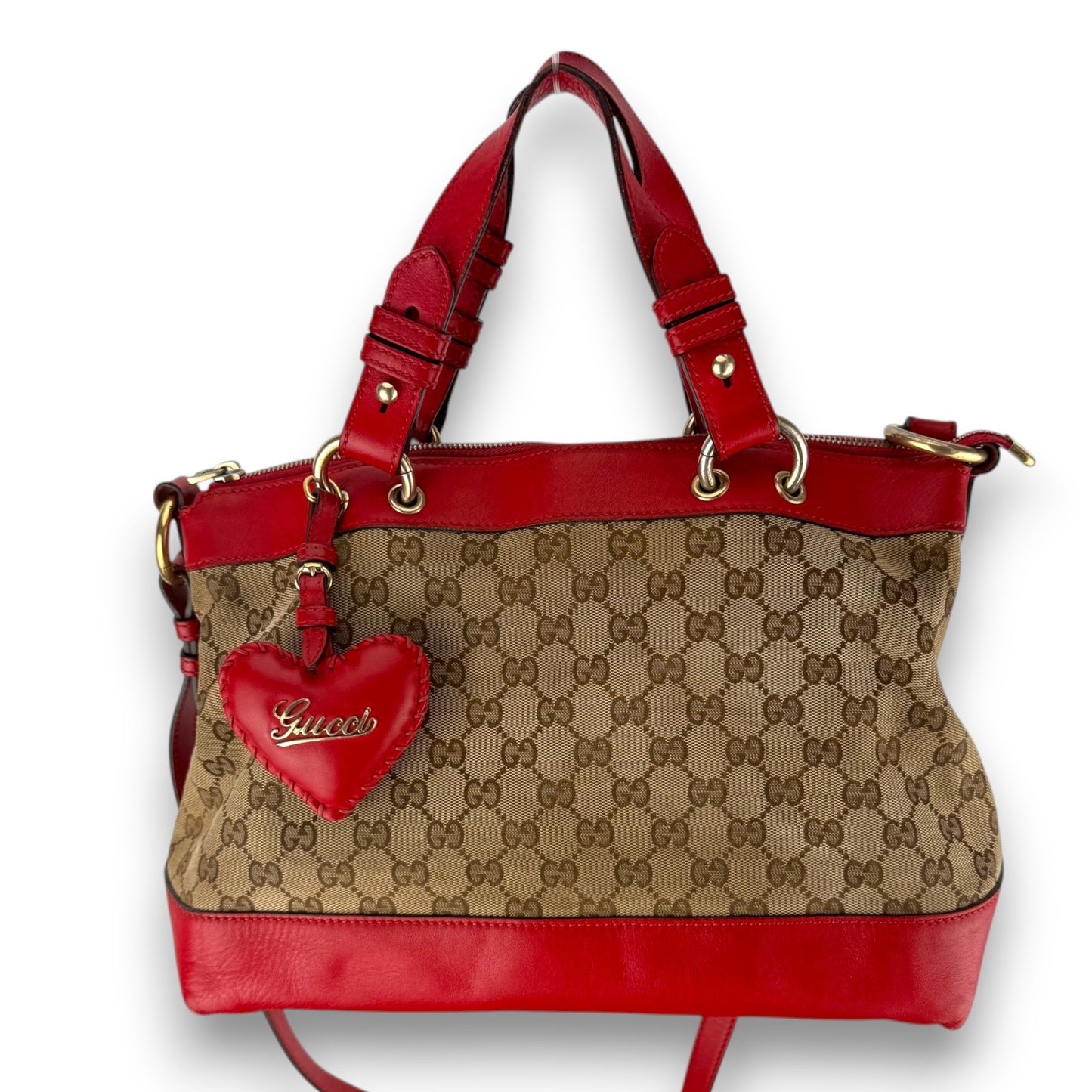 GUCCI GG CANVAS VALENTINE SATCHEL BAG