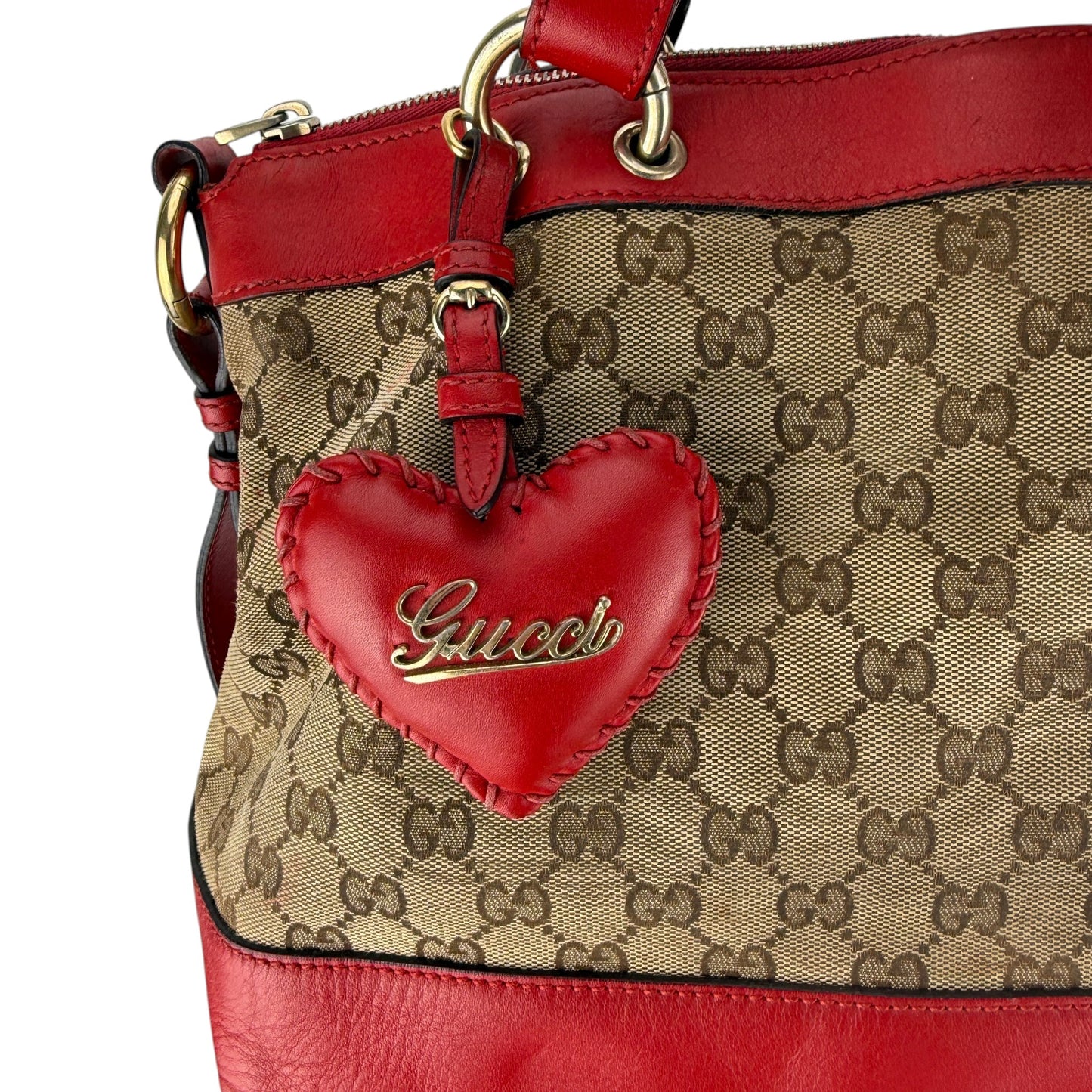 GUCCI GG CANVAS VALENTINE SATCHEL BAG