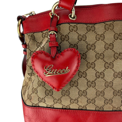 GUCCI GG CANVAS VALENTINE SATCHEL BAG