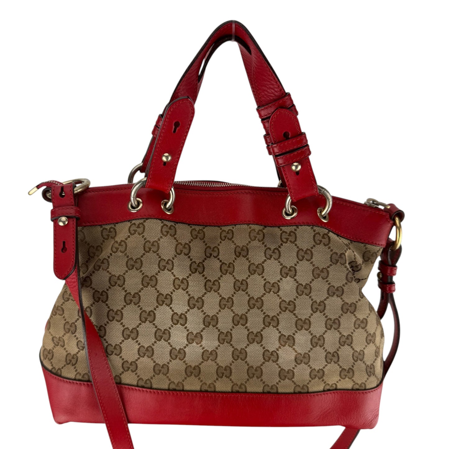 GUCCI GG CANVAS VALENTINE SATCHEL BAG