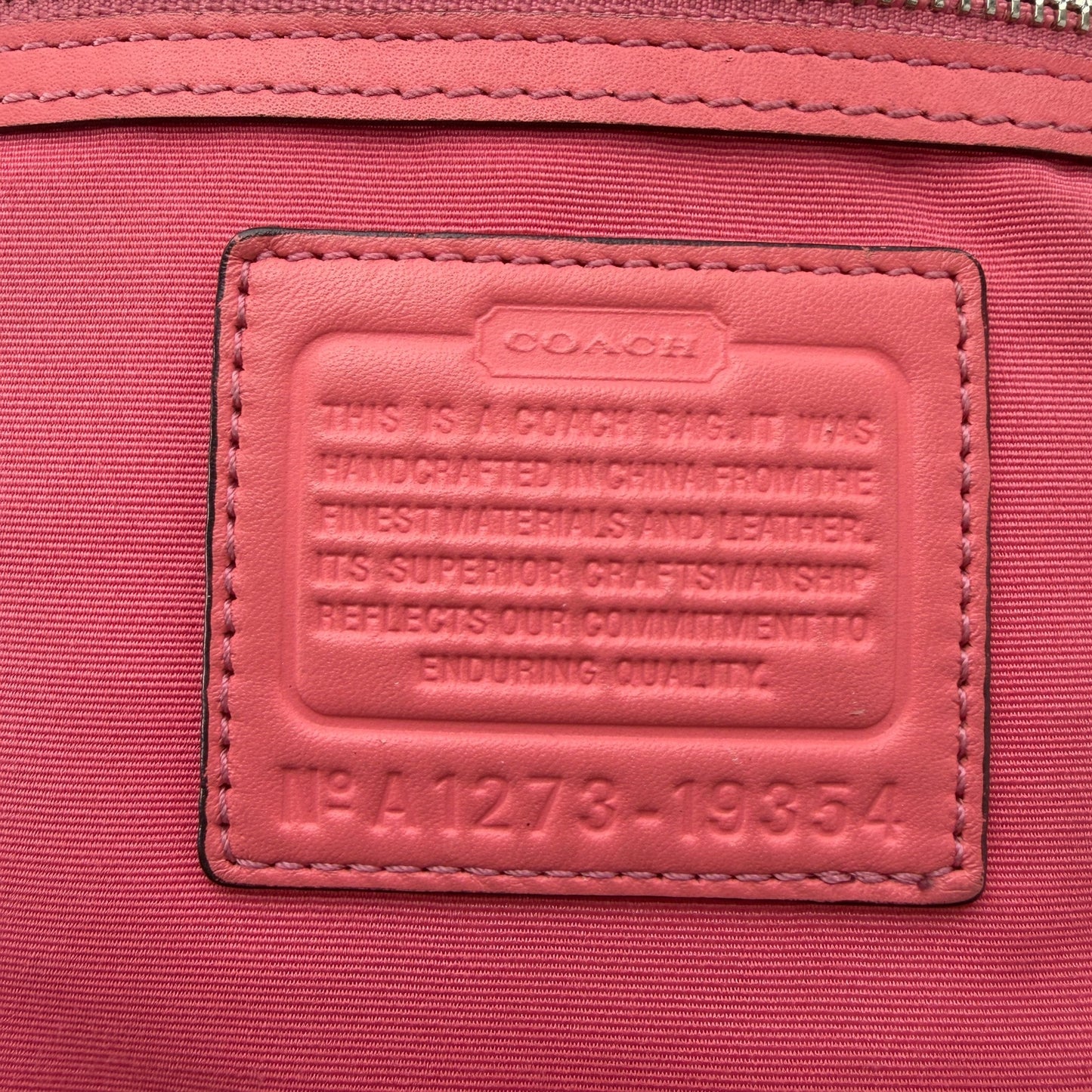 COACH HAMPTONS TAN AND CORAL PINK SHOULDER BAG