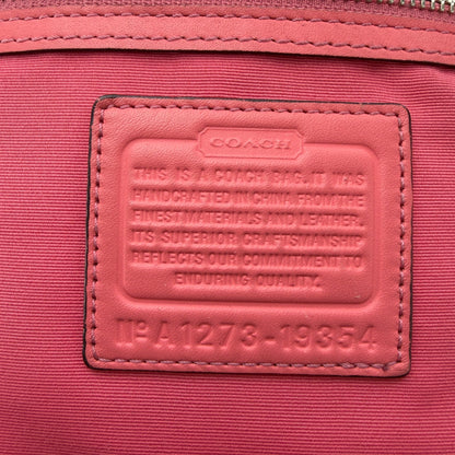 COACH HAMPTONS TAN AND CORAL PINK SHOULDER BAG