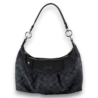 COACH SIGNATURE ASHLEY BLACK SATIN SHOULDER BAG