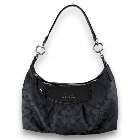 COACH SIGNATURE ASHLEY BLACK SATIN SHOULDER BAG