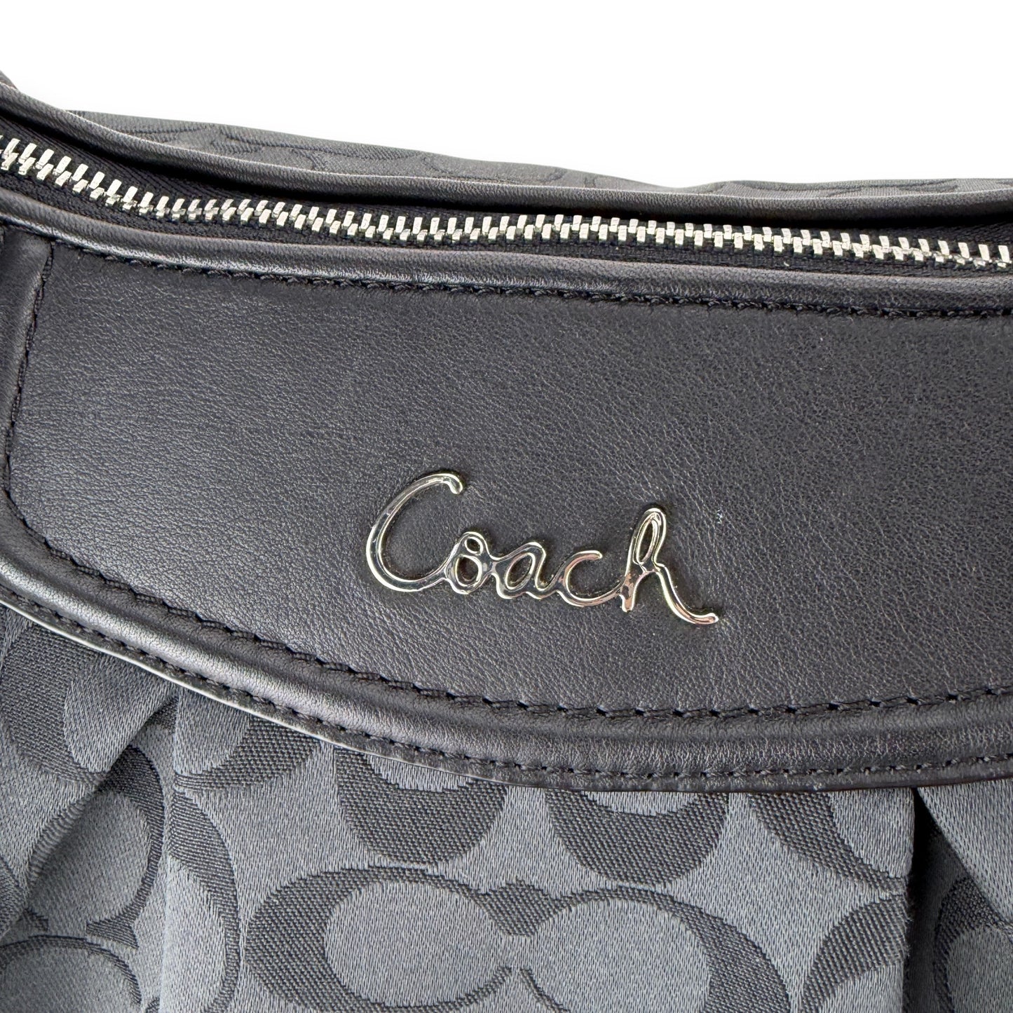 COACH SIGNATURE ASHLEY BLACK SATIN SHOULDER BAG