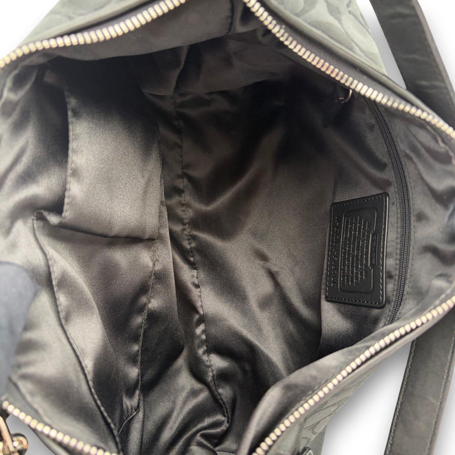 COACH SIGNATURE ASHLEY BLACK SATIN SHOULDER BAG