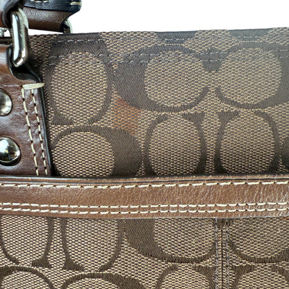 COACH SIGNATURE HAMPTON TURNLOCK TOTE BAG BROWN