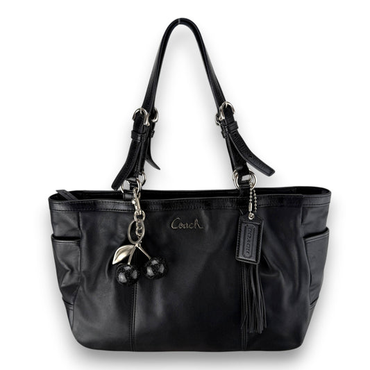COACH GALLERY TOTE BAG BLACK LEATHER