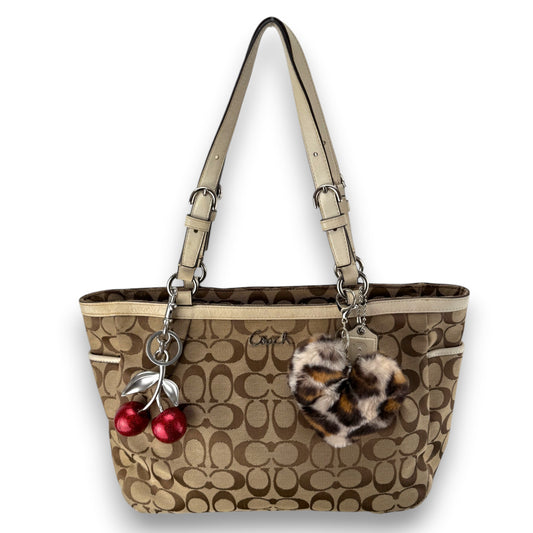 COACH SIGNATURE GALLERY TOTE BAG WHITE TRIM