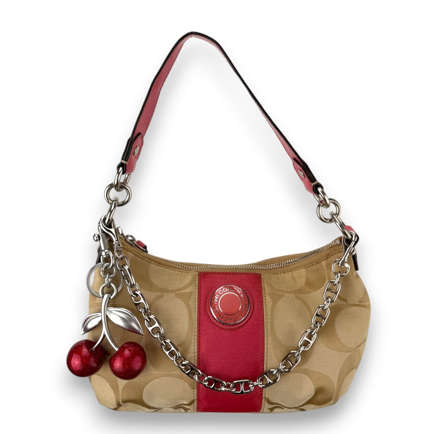 COACH SIGNATURE RED STRIPE 2-WAY BAG