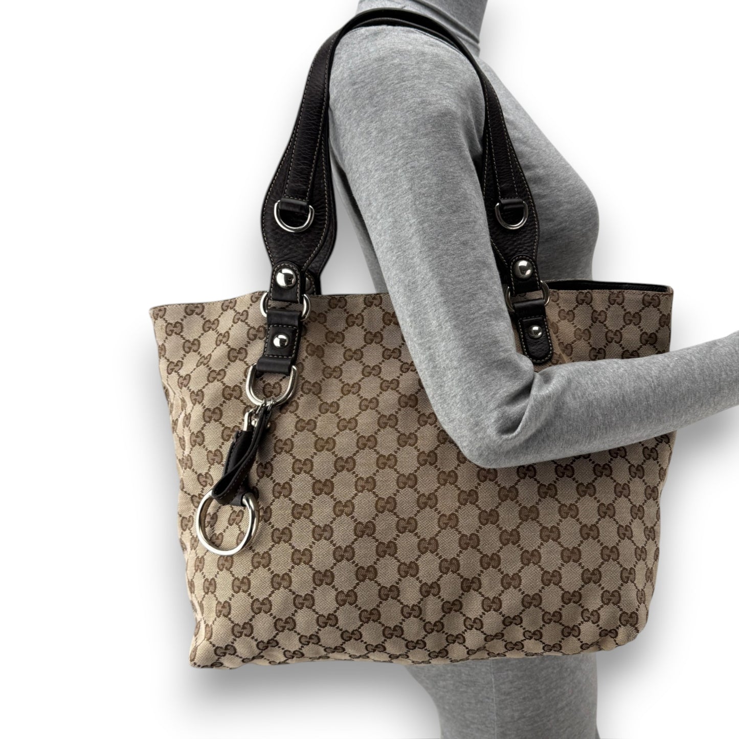 GUCCI GG CANVAS ICON BIT TOTE BAG