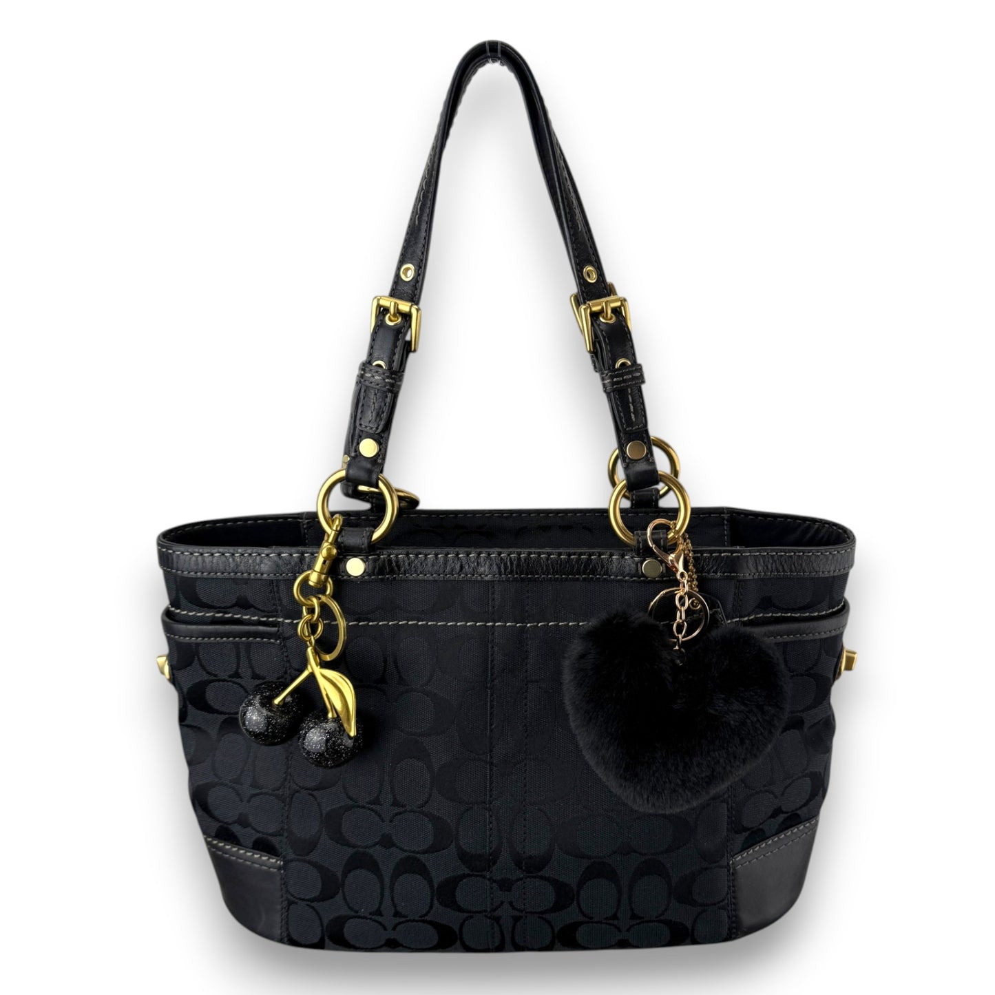 COACH SIGNATURE GALLERY TOTE SHOULDER BAG BLACK