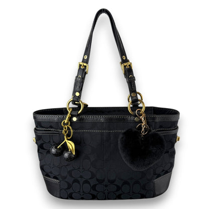 COACH SIGNATURE GALLERY TOTE SHOULDER BAG BLACK