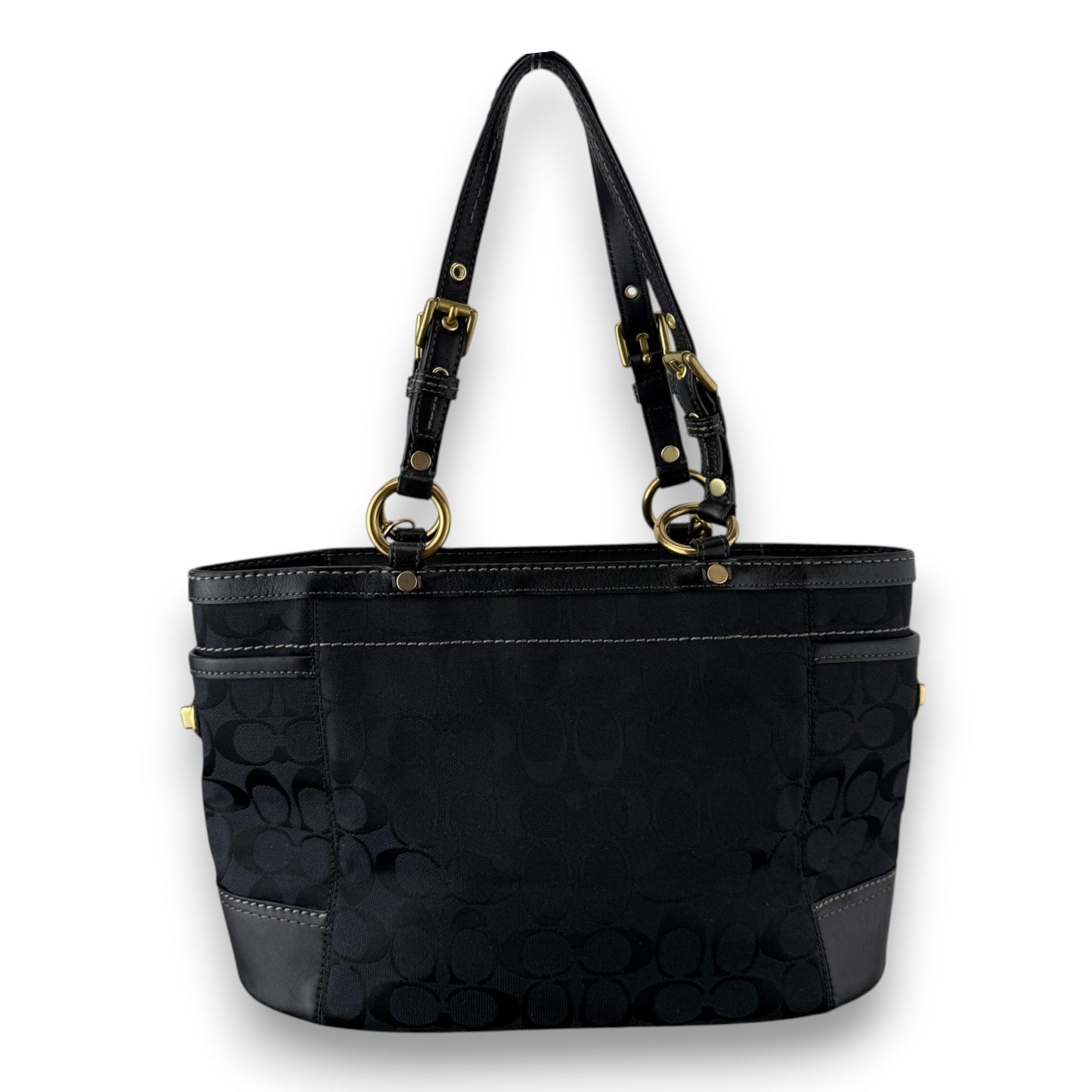COACH SIGNATURE GALLERY TOTE SHOULDER BAG BLACK