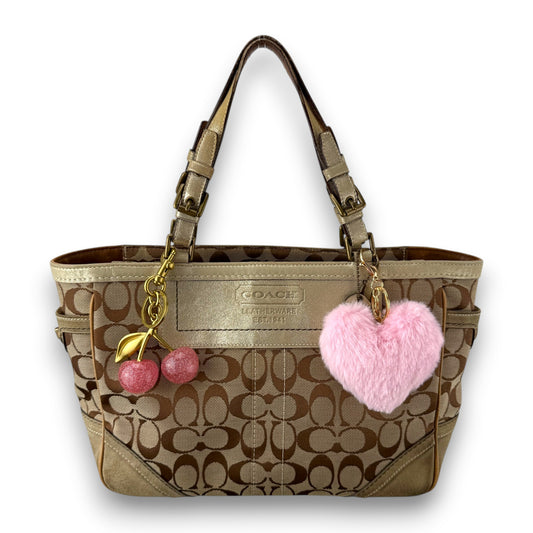 COACH SIGNATURE SUEDE GOLD TOTE BAG
