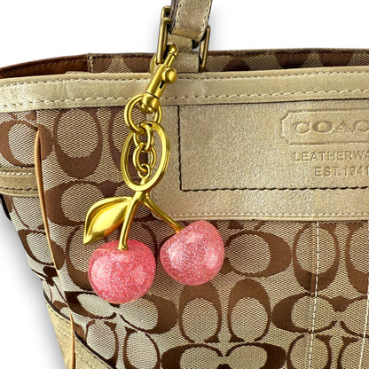 COACH SIGNATURE SUEDE GOLD TOTE BAG