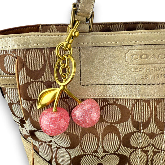 COACH SIGNATURE SUEDE GOLD TOTE BAG