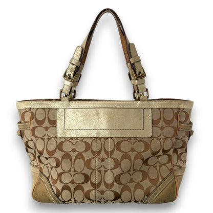 COACH SIGNATURE SUEDE GOLD TOTE BAG