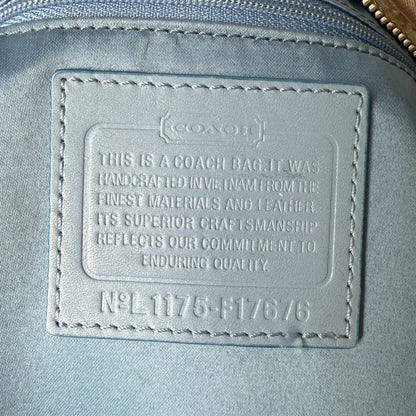 COACH SIGNATURE CANVAS SHOULDER TOTE BEIGE BLUE 