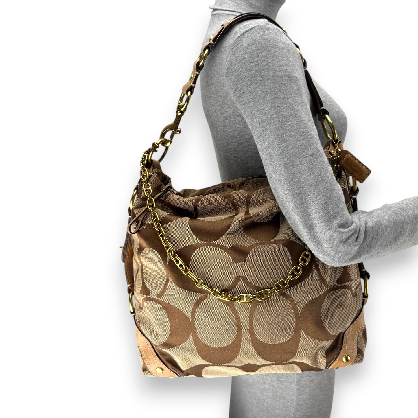 COACH SIGNATURE CARLY SHOULDER BAG LARGE