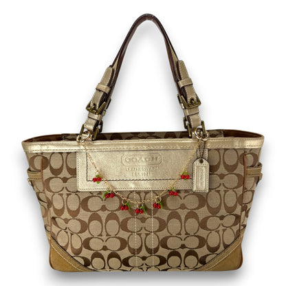 COACH SIGNATURE SUEDE GOLD GALLERY TOTE BAG