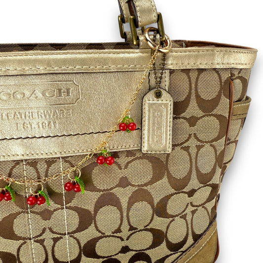 COACH SIGNATURE SUEDE GOLD GALLERY TOTE BAG