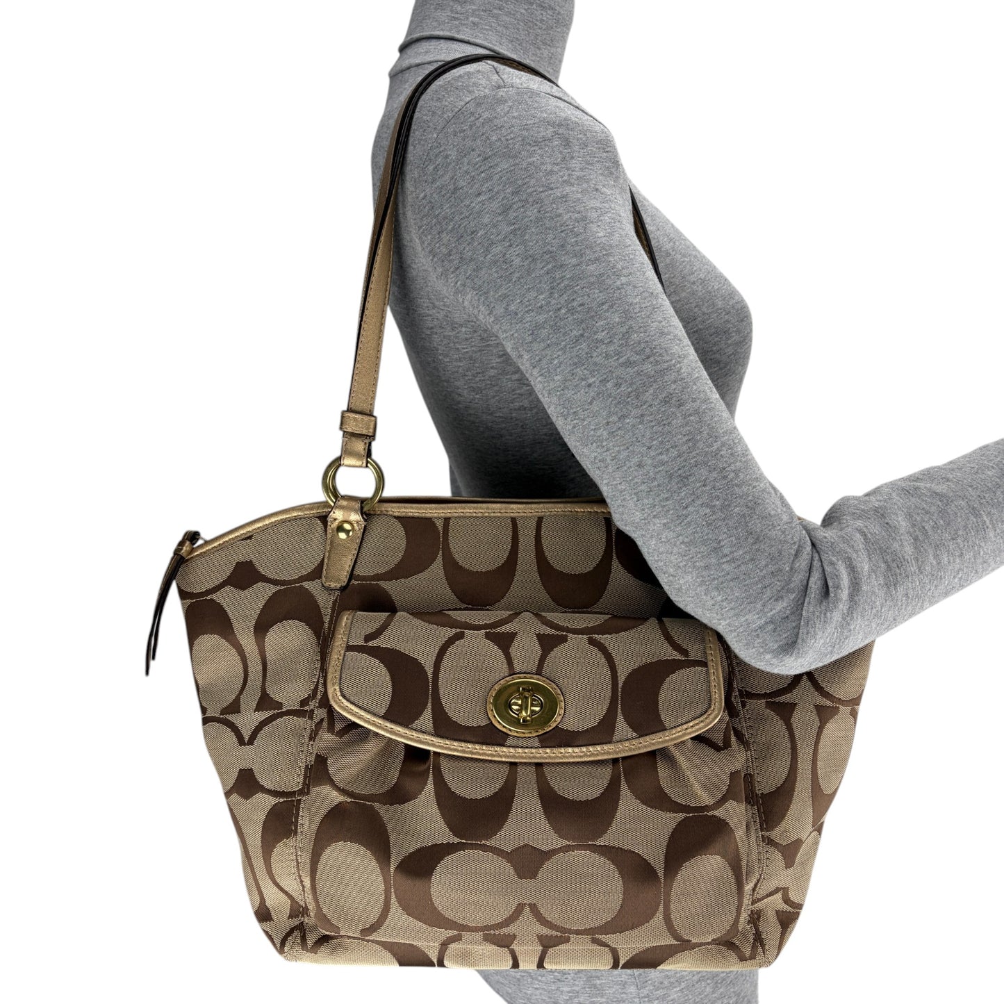 COACH SIGNATURE JACQUARD STRIPE BAG (LARGE) 