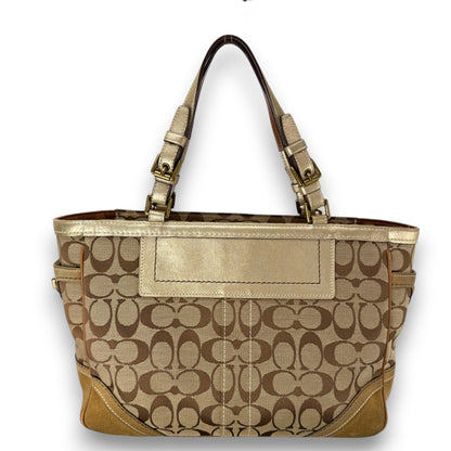 COACH SIGNATURE SUEDE GOLD GALLERY TOTE BAG