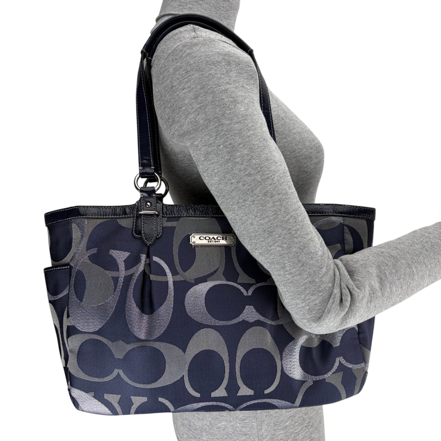 COACH SIGNATURE GALLERY TOTE BAG BLUE