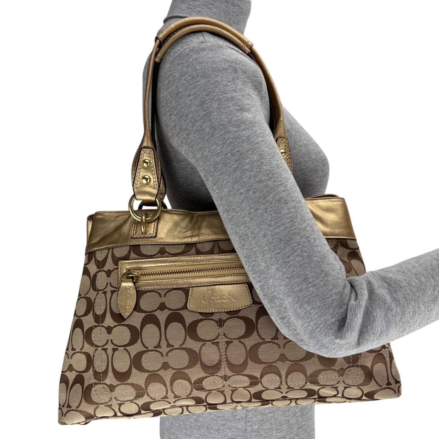 COACH SIGNATURE PENELOPE GOLD SHOPPER BAG