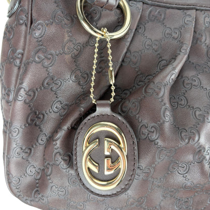 GUCCI GG SUKEY MEDIUM BROWN LEATHER SHOULDER BAG