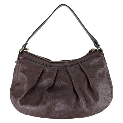 GUCCI GG SUKEY MEDIUM BROWN LEATHER SHOULDER BAG