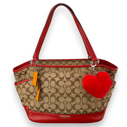 COACH SIGNATURE  SHOPPER BAG RED