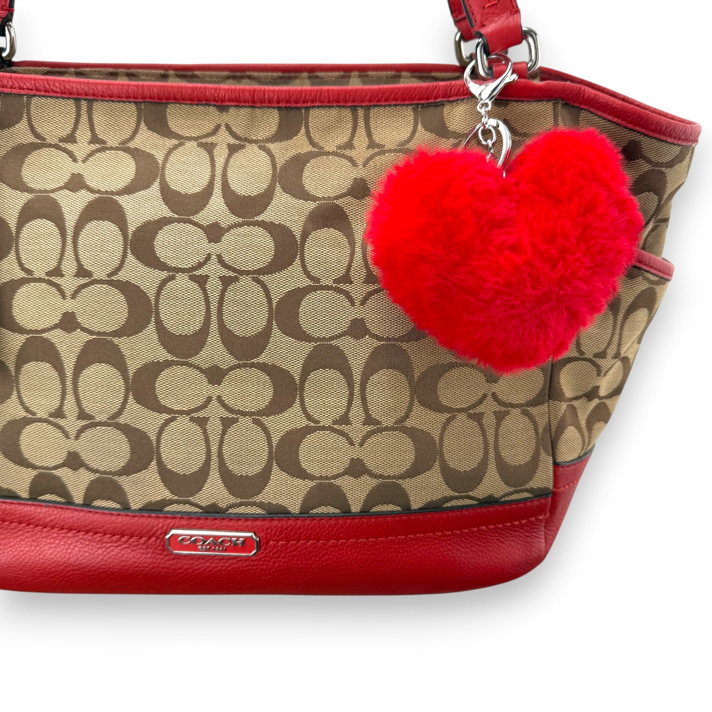 COACH SIGNATURE  SHOPPER BAG RED