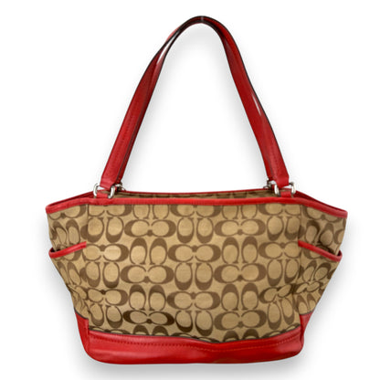 COACH SIGNATURE  SHOPPER BAG RED
