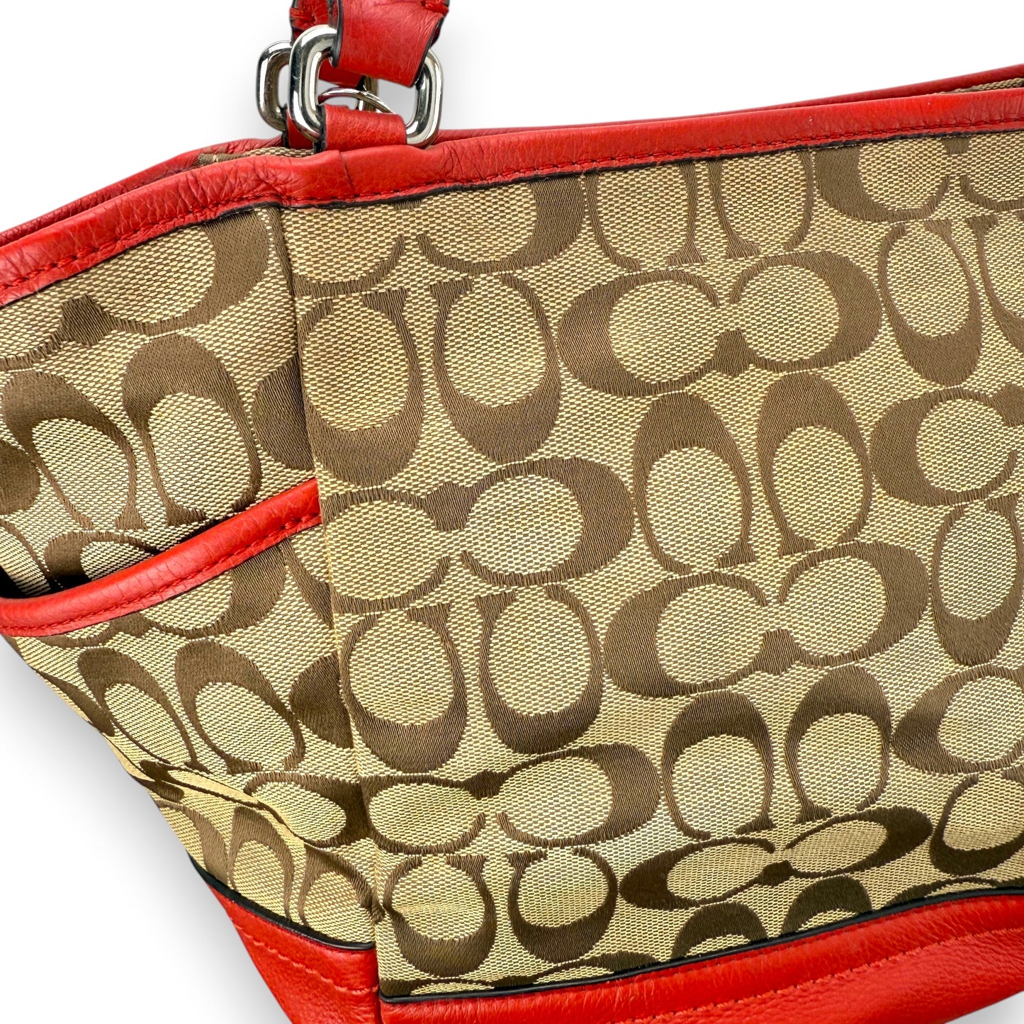 COACH SIGNATURE  SHOPPER BAG RED