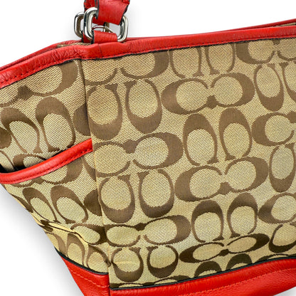 COACH SIGNATURE  SHOPPER BAG RED