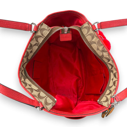 COACH SIGNATURE  SHOPPER BAG RED