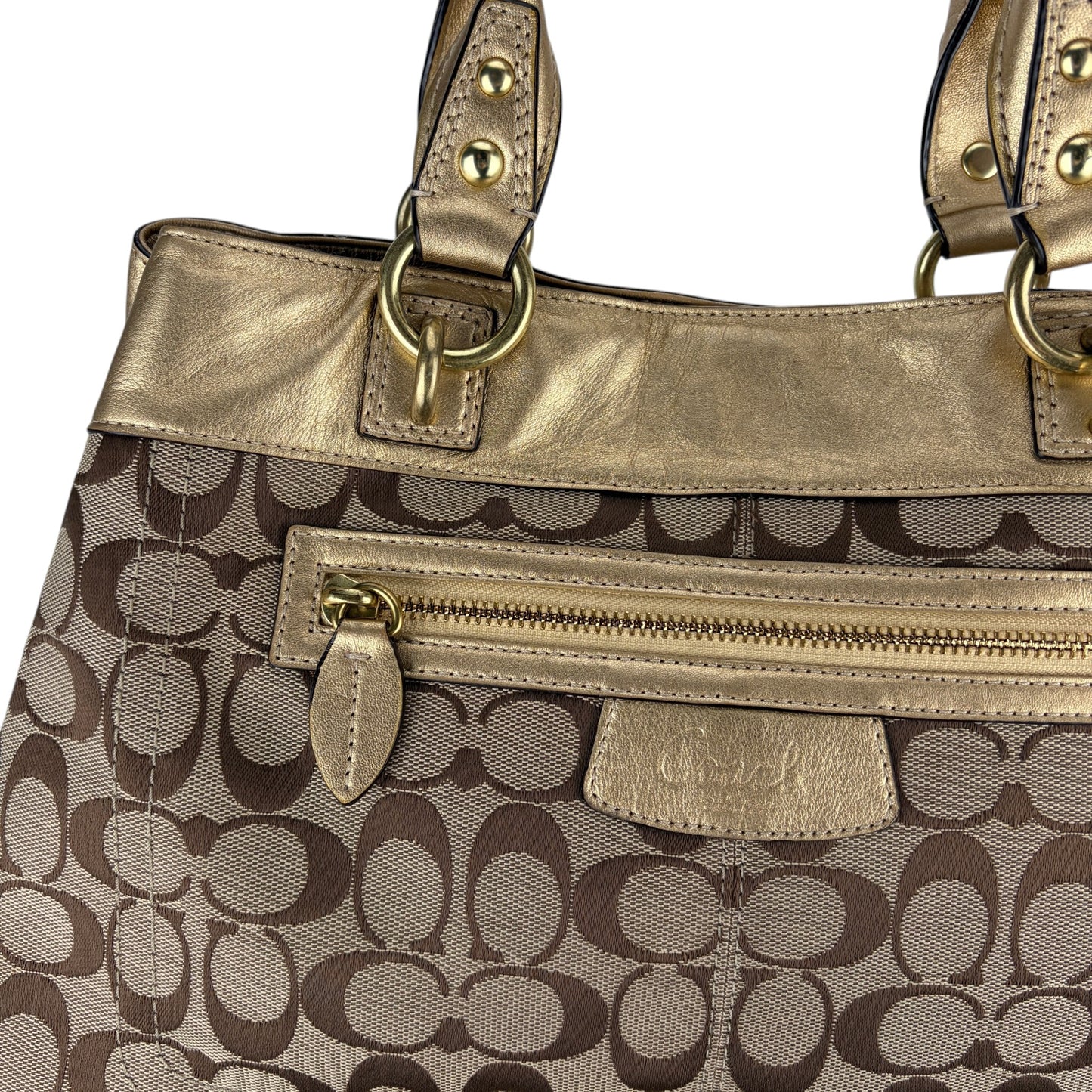 COACH SIGNATURE PENELOPE GOLD SHOPPER BAG