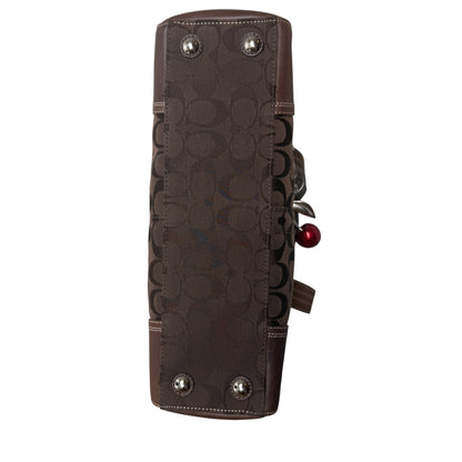 COACH SIGNATURE CANVAS TURNLOCK SHOULDER BAG BROWN 