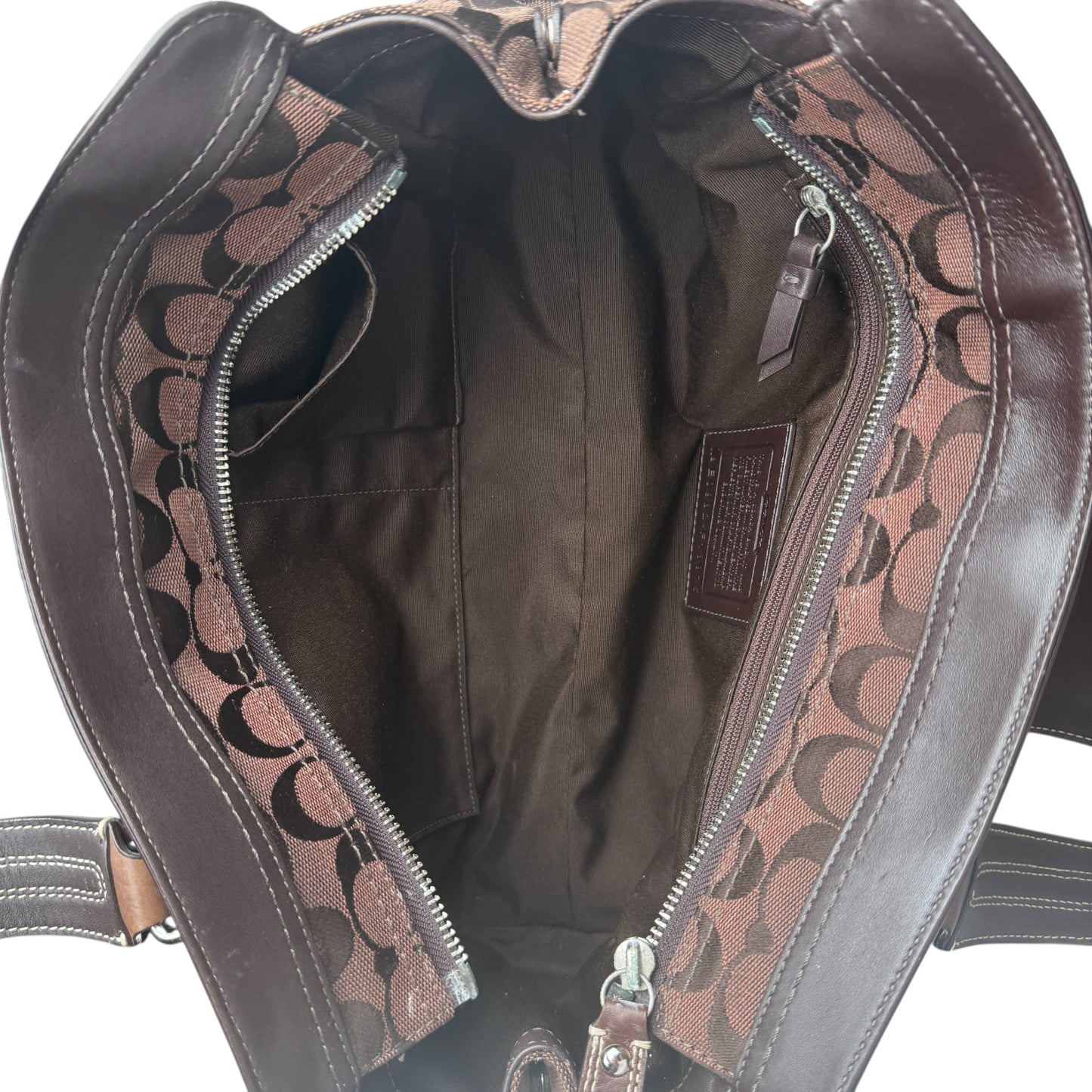 COACH SIGNATURE CANVAS TURNLOCK SHOULDER BAG BROWN 