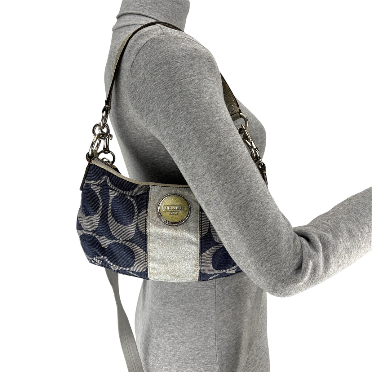 COACH SIGNATURE STRIPE DEMI CROSSBODY BAG