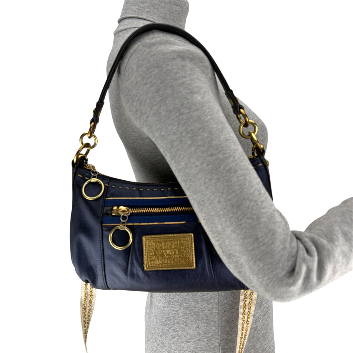 COACH POPPY METALLIC SAPPHIRE LEATHER GROOVY BAG