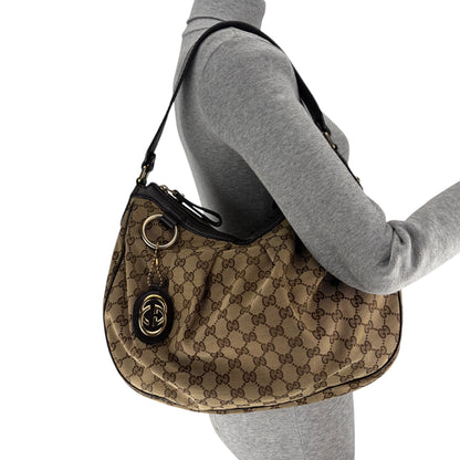 GUCCI GG SUKEY MEDIUM BROWN SHOULDER BAG