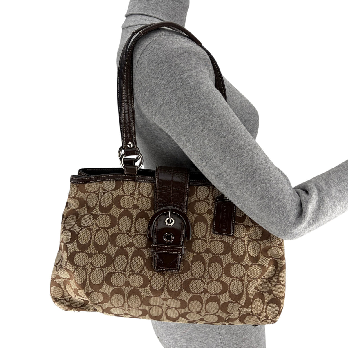 COACH SIGNATURE CANVAS &amp; LEATHER CROSSBODY BAG 