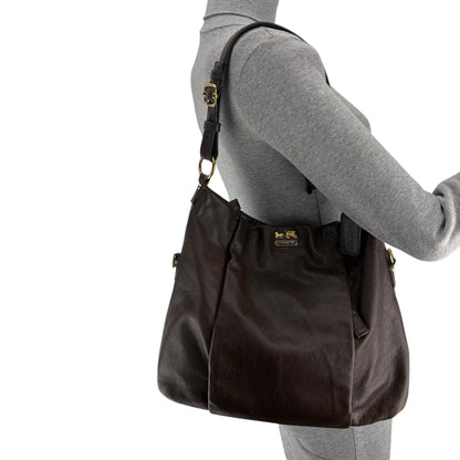 COACH BROWN LEATHER SHOULDER BAG